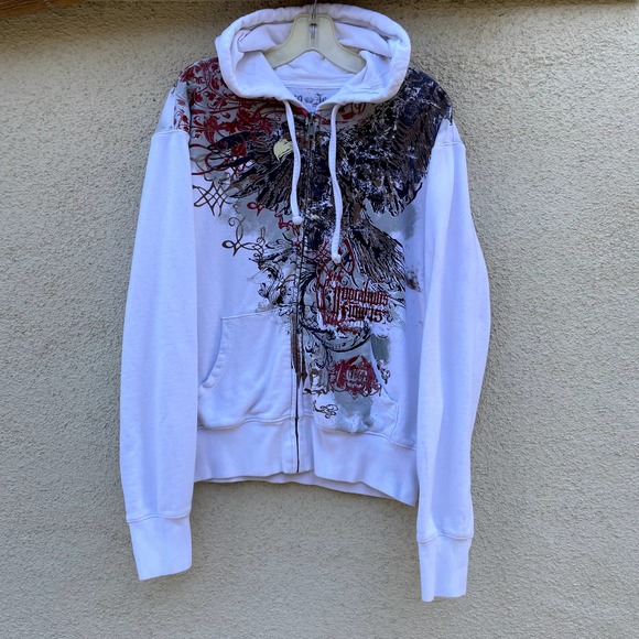 JNCO Other - Vintage JNCO Full Zip Hoodie M White Eagle Y2K Skate